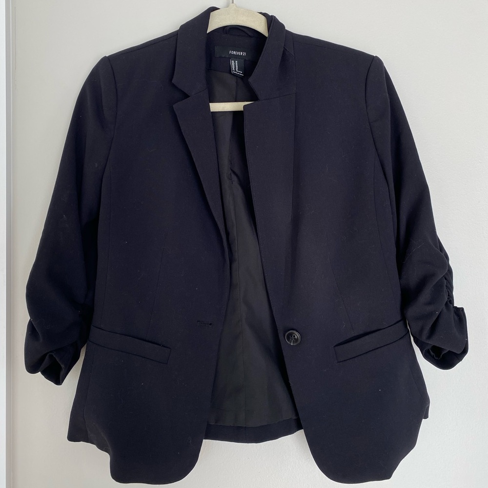 Forever 21 Black 3/4 Length Arm Blazer